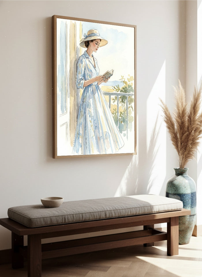 Striped Serenity Blue – poster and art print