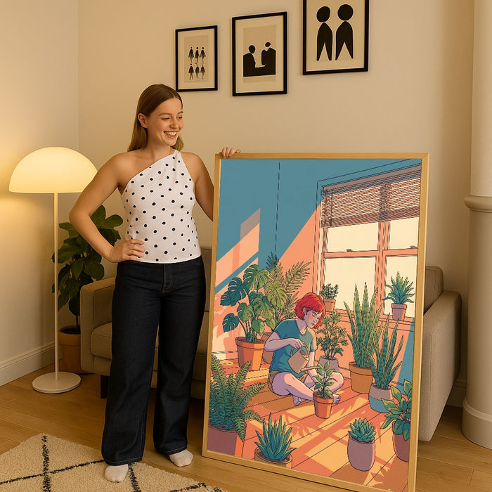 Stille refleksion Blå – plakat og kunsttryk