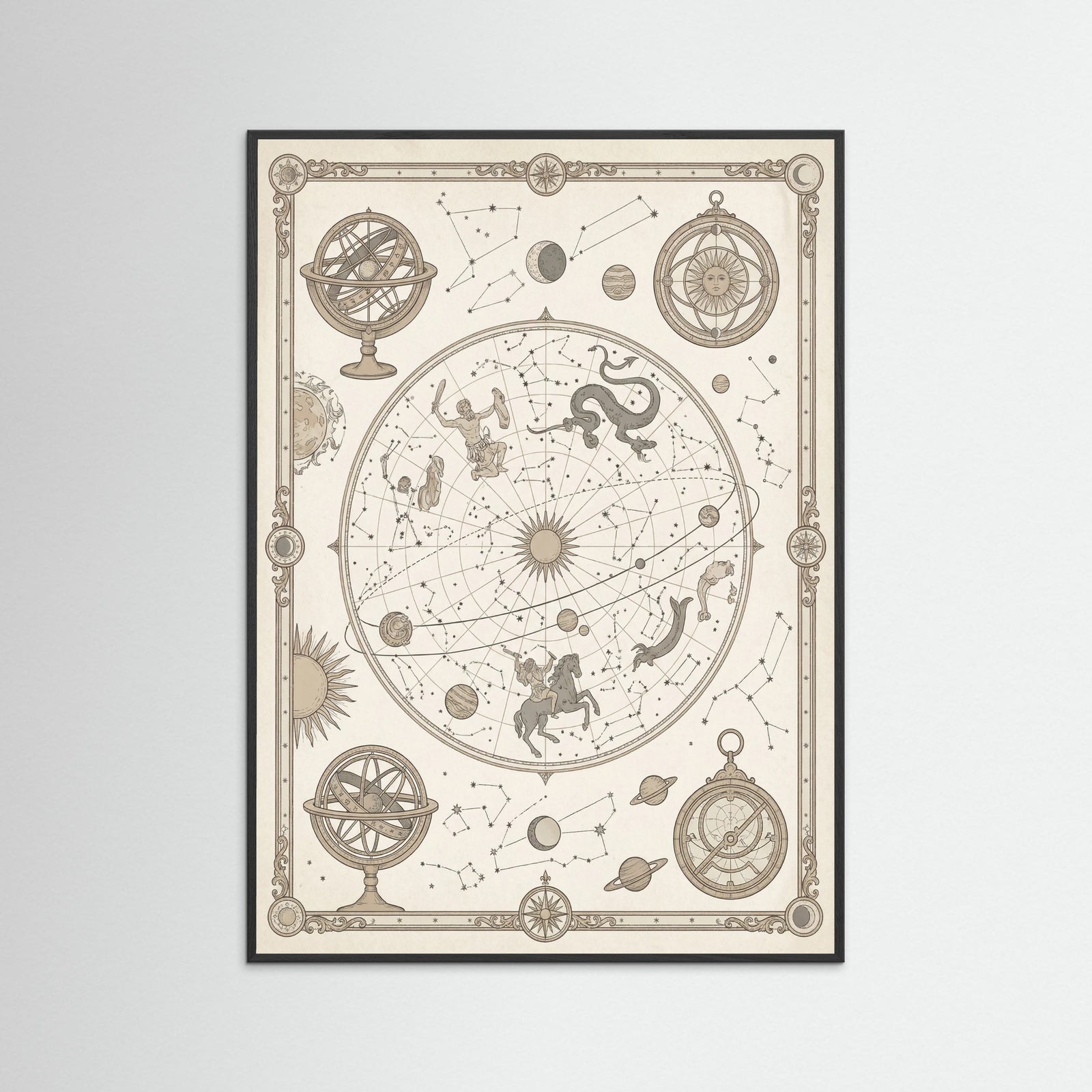 Black Wood Aged World Atlas