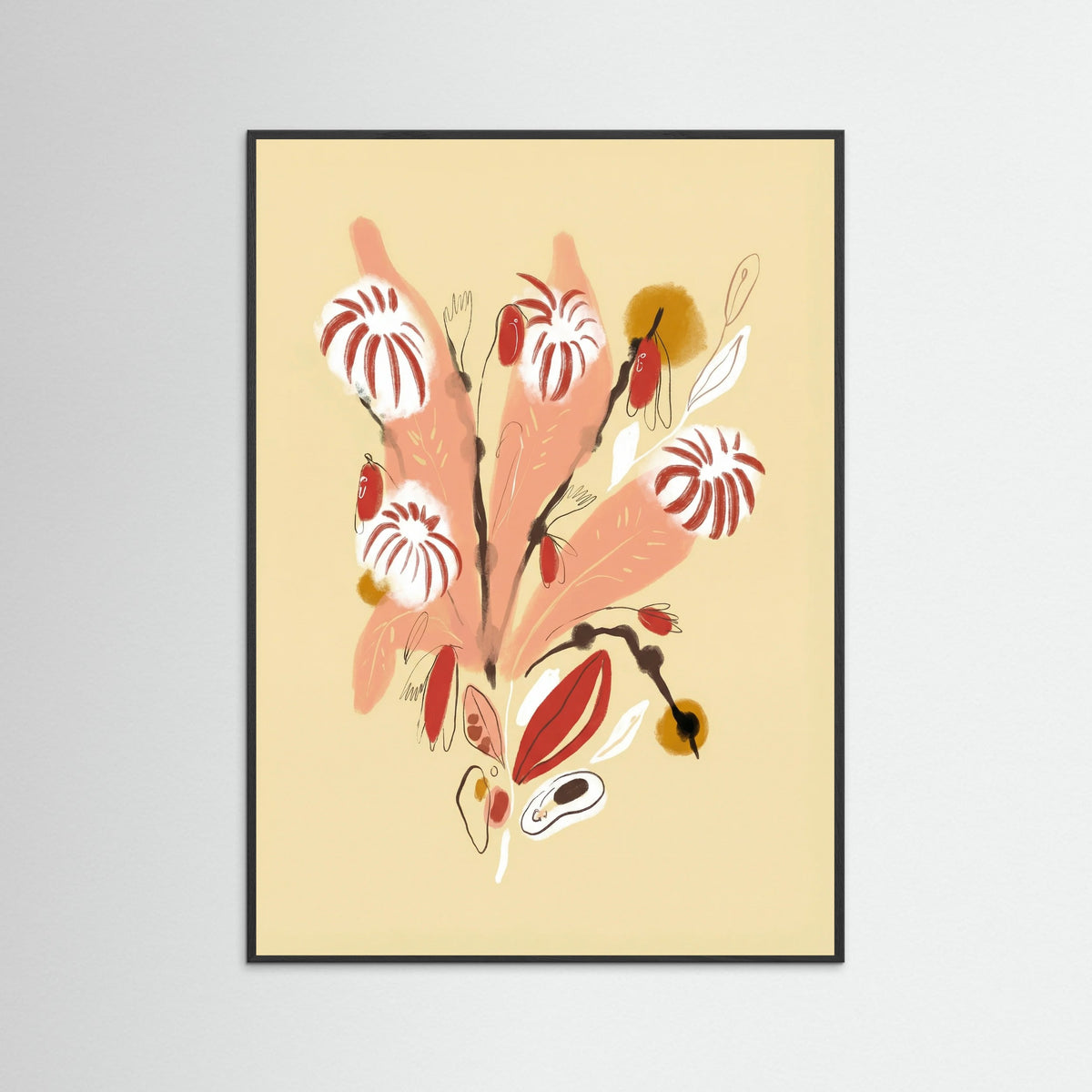 Black Wood Apricot Bloom Sketch