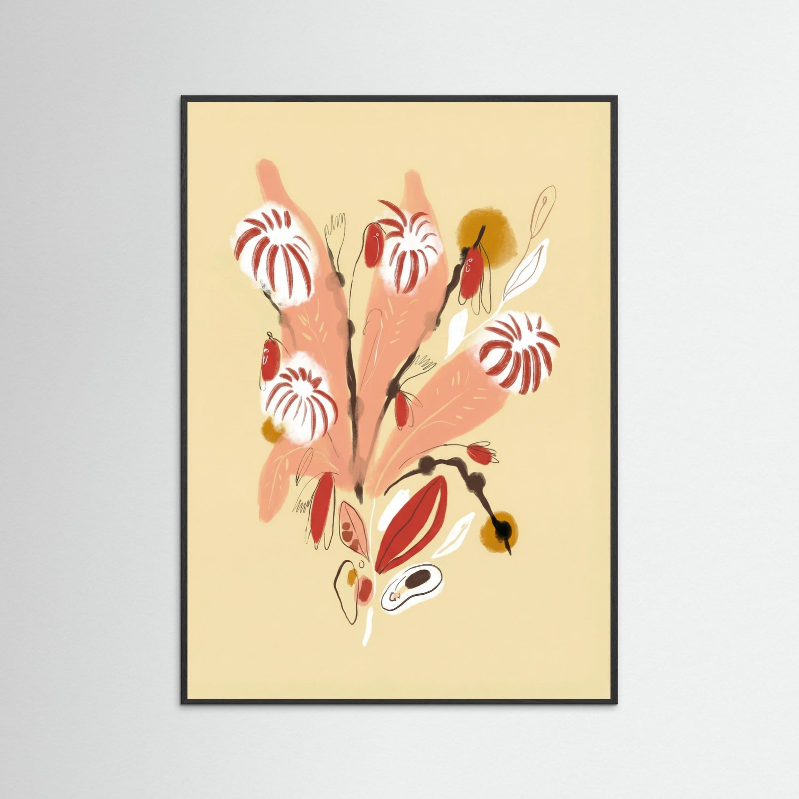 Black Wood Apricot Bloom Sketch