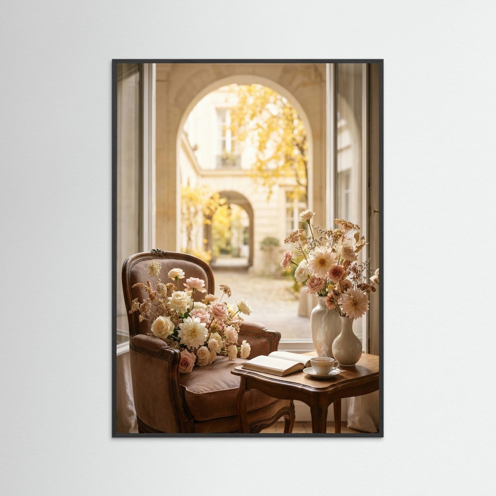 Black Wood Autumn Window Blooms