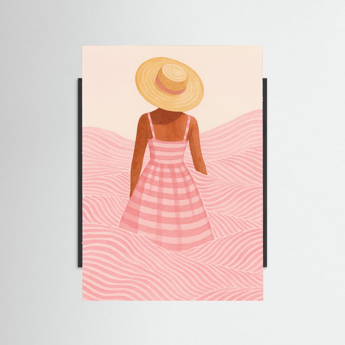 Black Wood Beach Girl Pattern