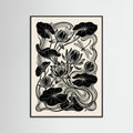 Black Wood Beardsley Floral Nouveau