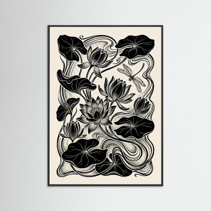 Black Wood Beardsley Floral Nouveau