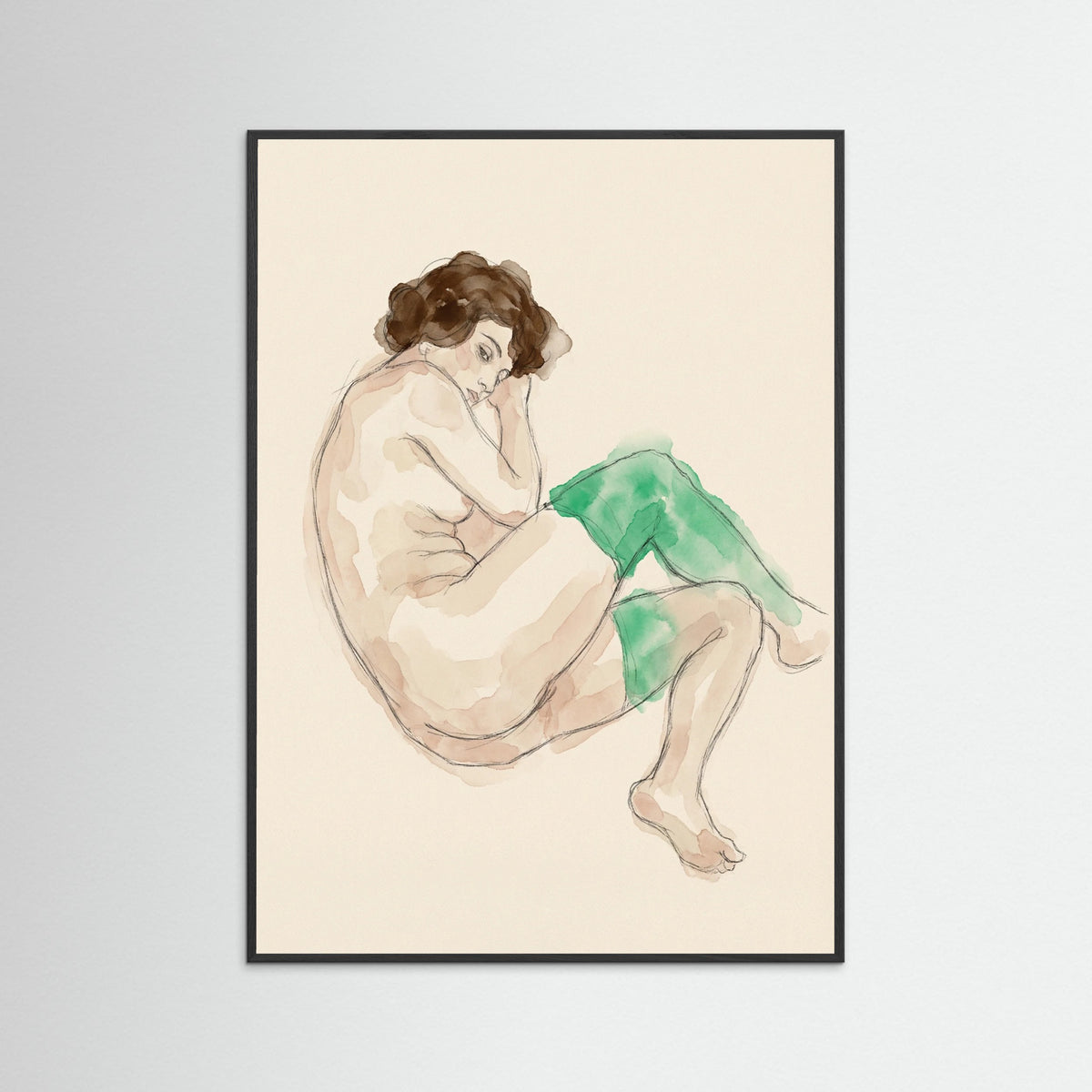 Black Wood Bending Nude Study
