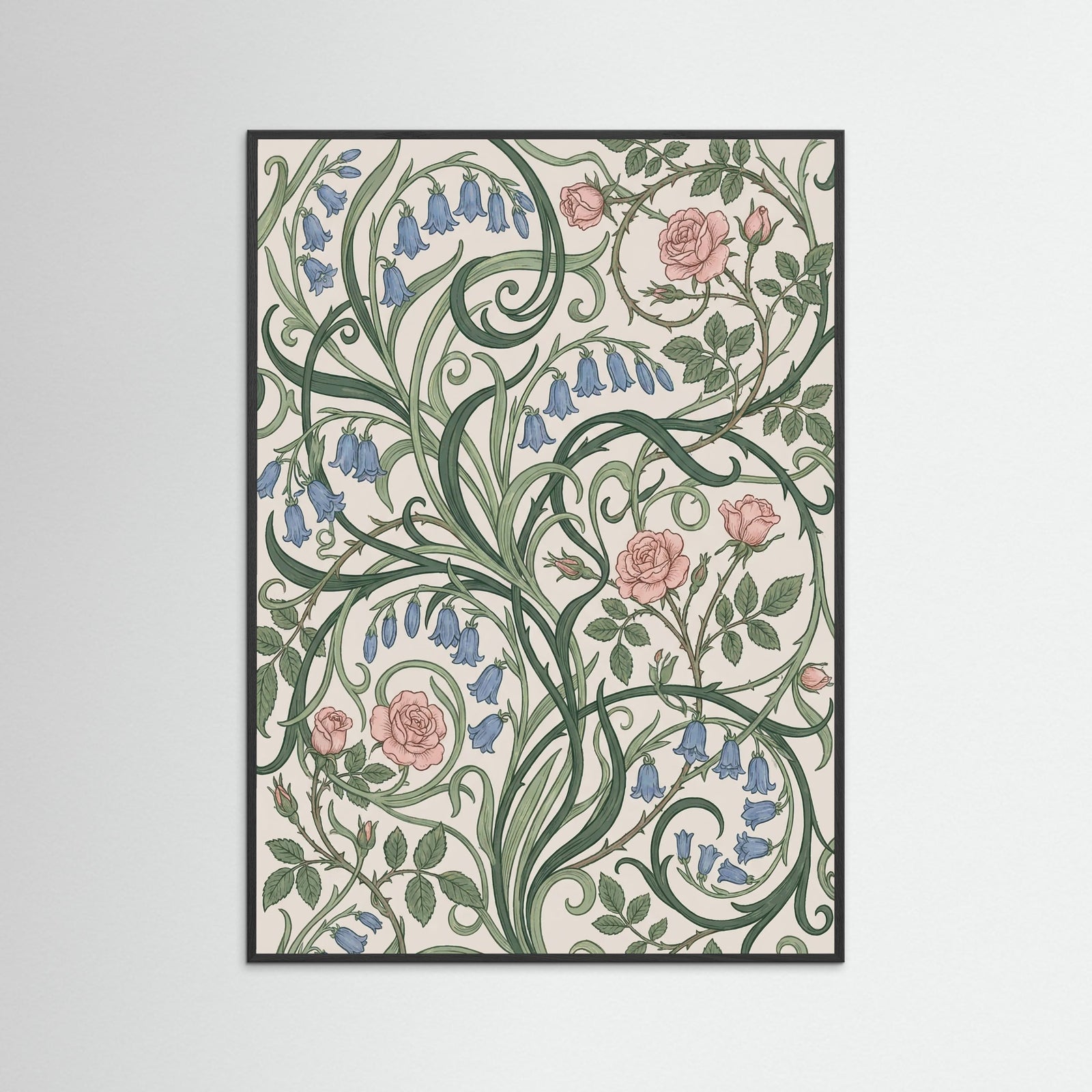 Black Wood Berry Vine Pattern