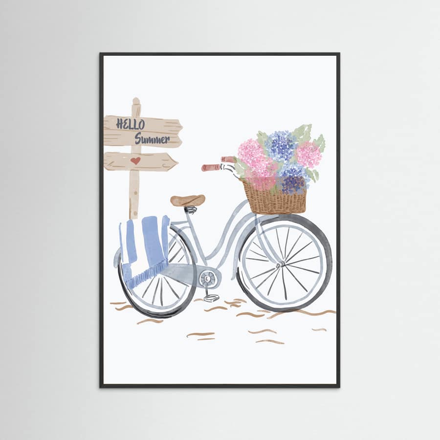 Affiche Bicycle at beach – affiche et impression d’art