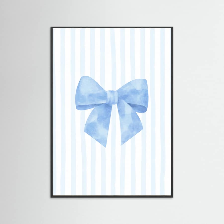Póster Blue Bow On Stripes – póster e impresión artística