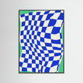 Black Wood Blue Checker Cloth Poster