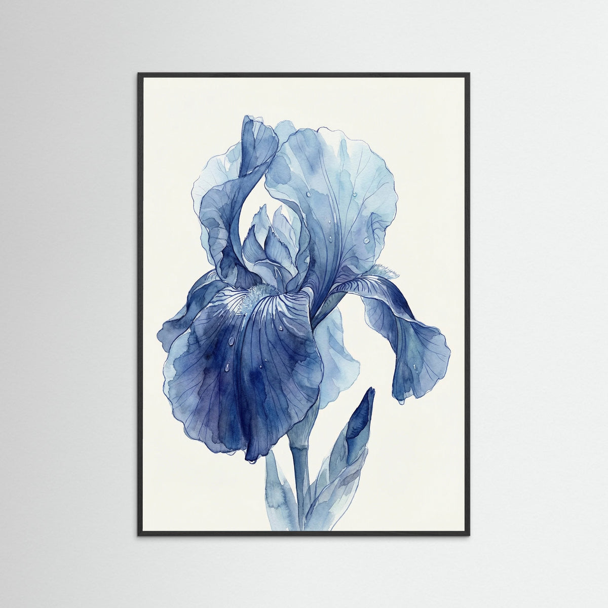 Black Wood Blue Floral Whispers