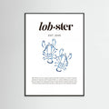 Póster Blue Lobster Poster | Minimalist Coastal Art with Seafood Illustration – póster e impresión artística