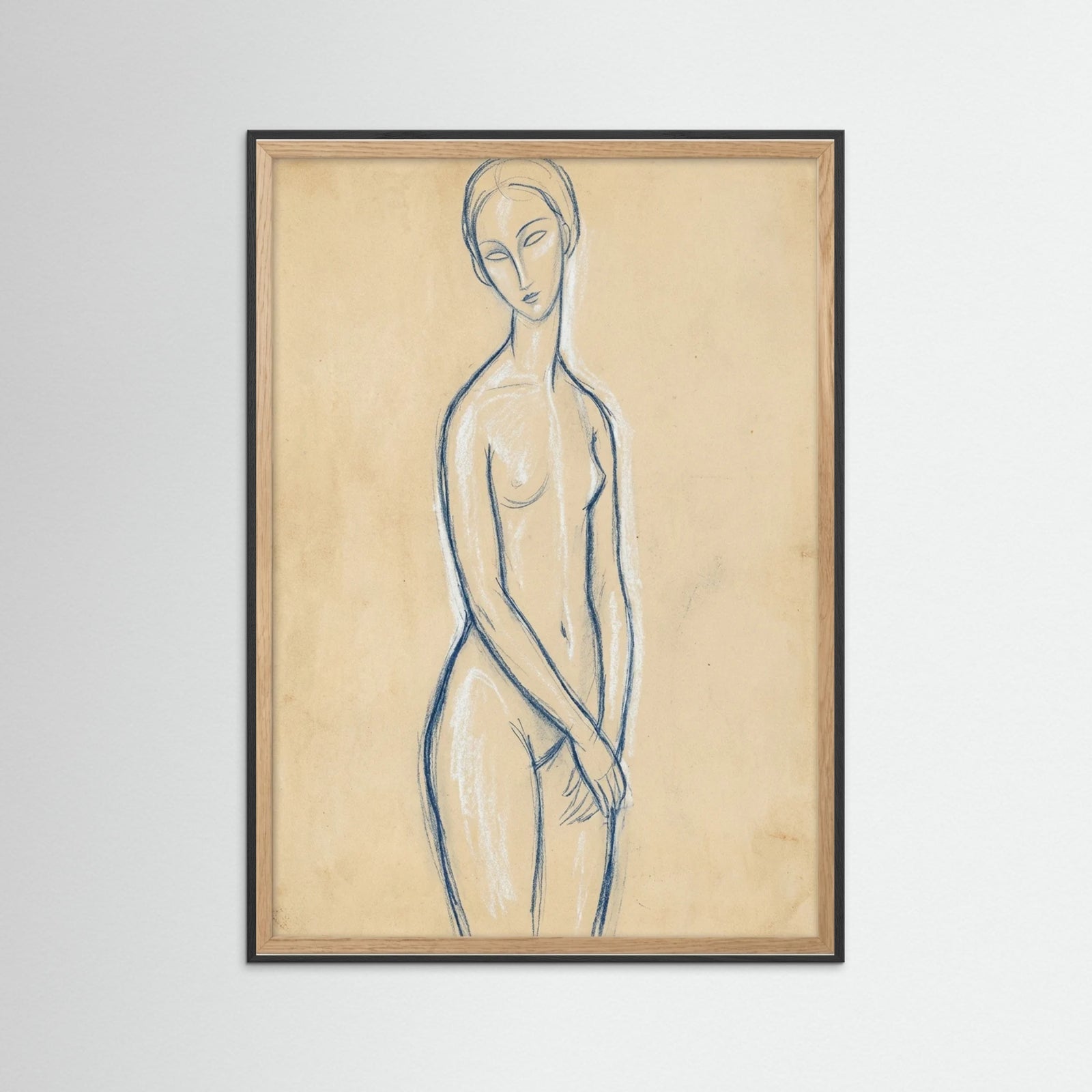 Black Wood Blue Reclining Figure