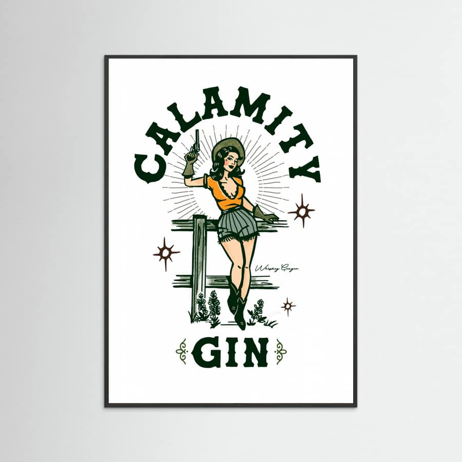 Black Wood Calamity Gin Funny Retro Western Cowgirl Art Poster