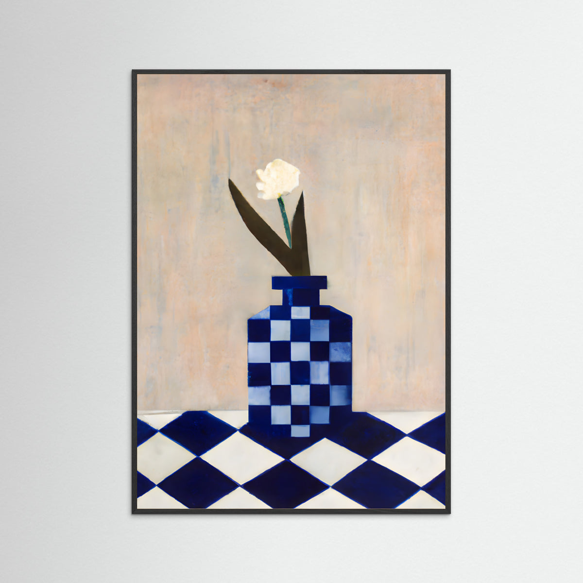 Black Wood Check the Vase Poster