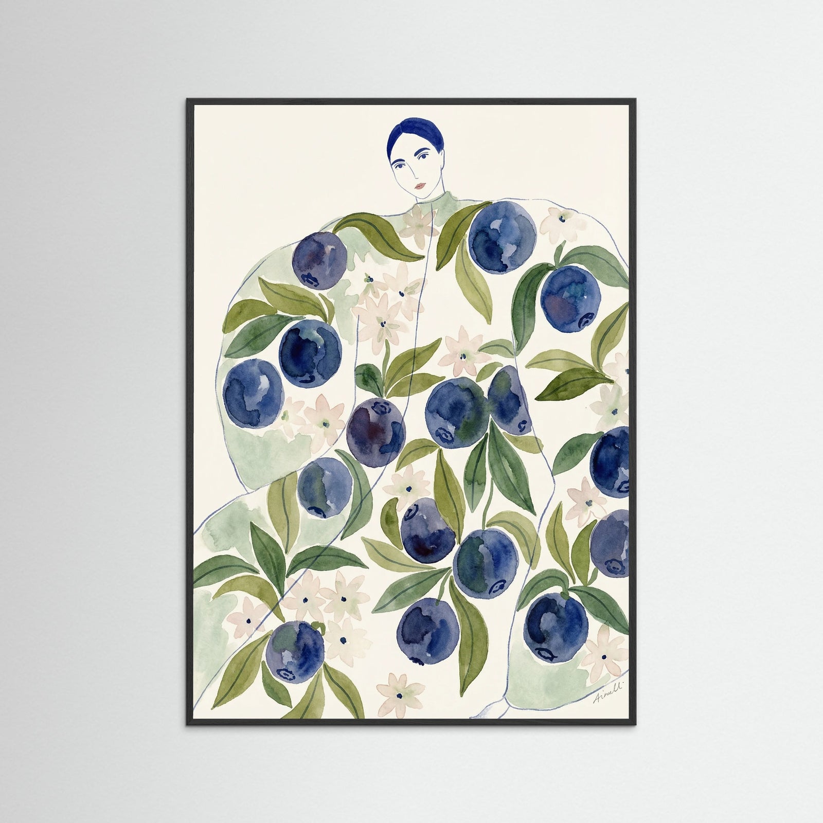 Black Wood Citrus Kimono Elegance