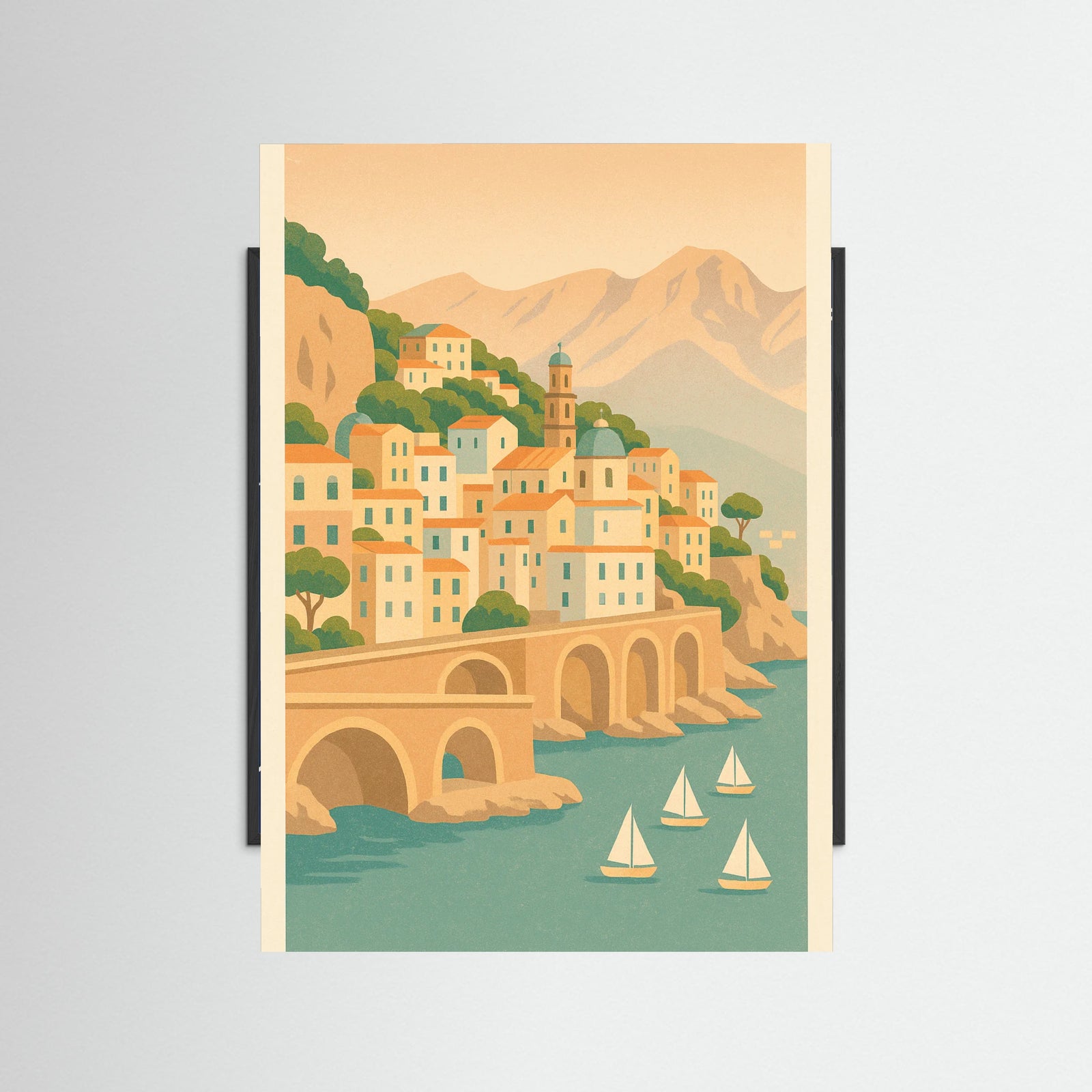 Black Wood Coastal Cityscape