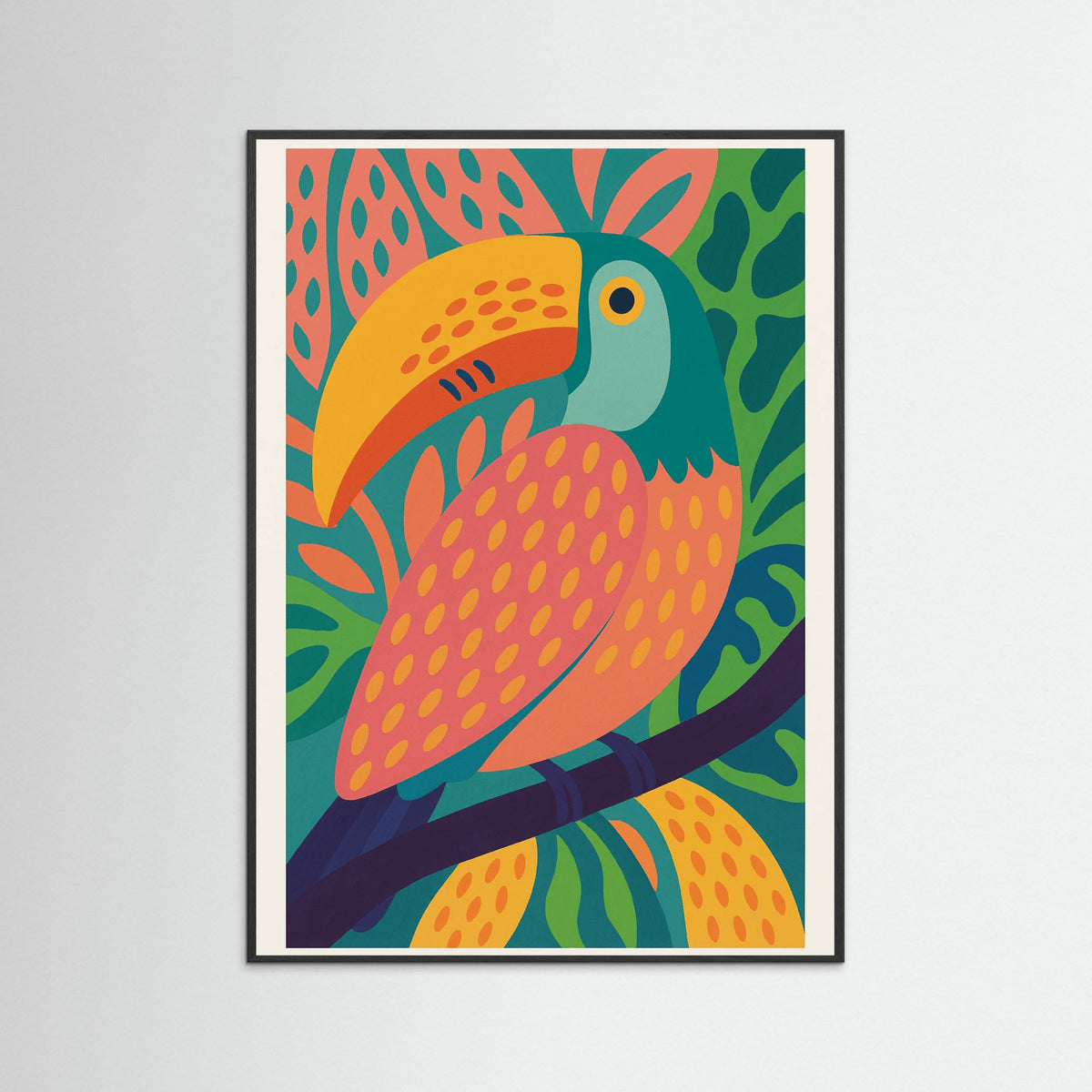 Black Wood Colorful Toucan