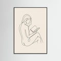Black Wood Contemplative Line Portrait
