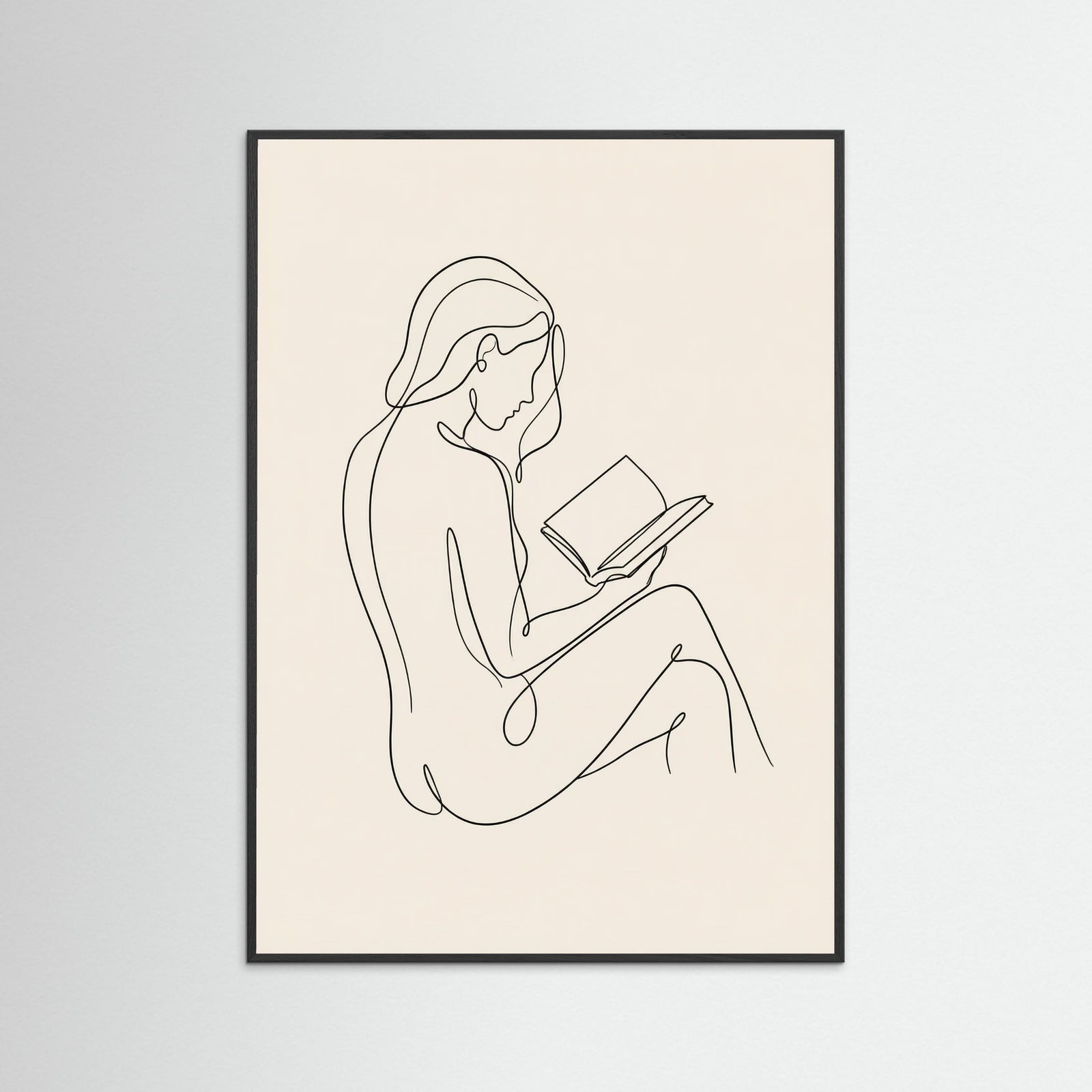 Black Wood Contemplative Line Portrait