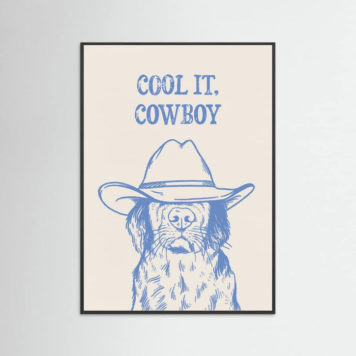 Black Wood Cool it Cowboy Blue Poster