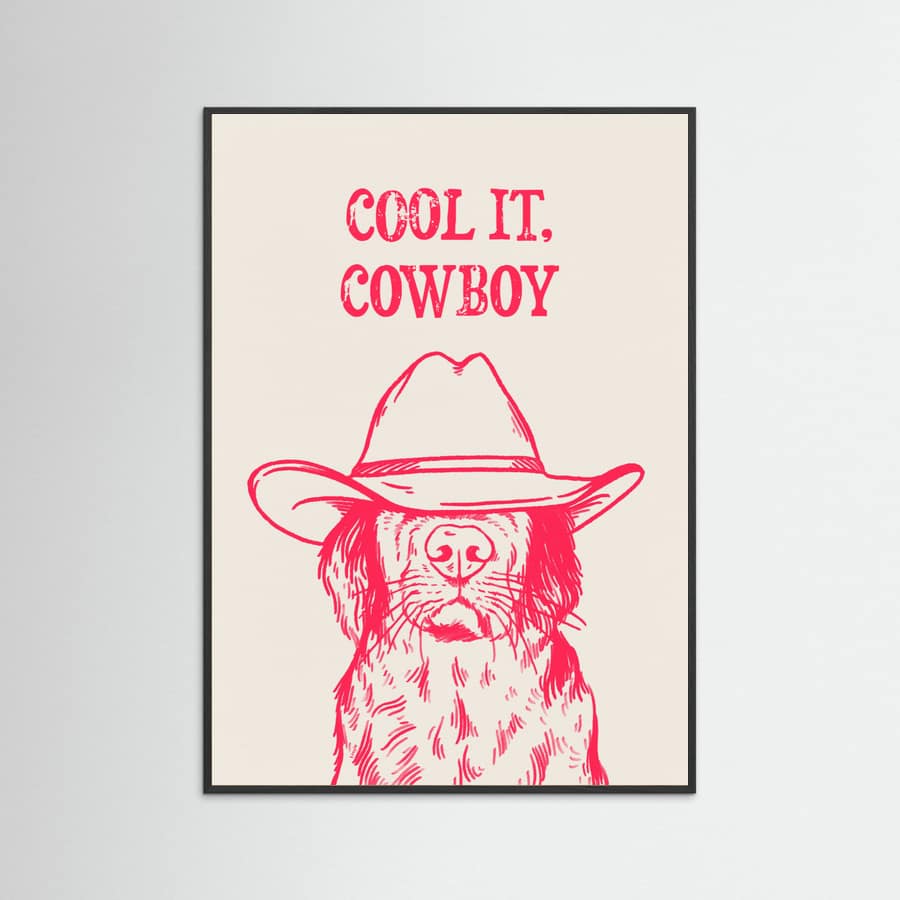 Black Wood Cool it Cowboy Pink Poster