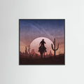 Black Wood Cowboy Sunset Poster