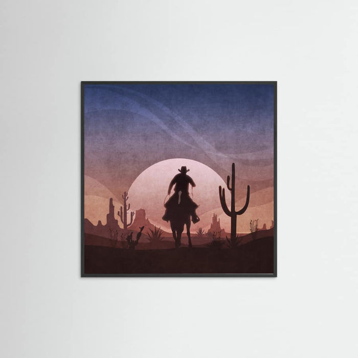 Black Wood Cowboy Sunset Poster