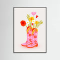 Black Wood Cowgirl Boots Poster