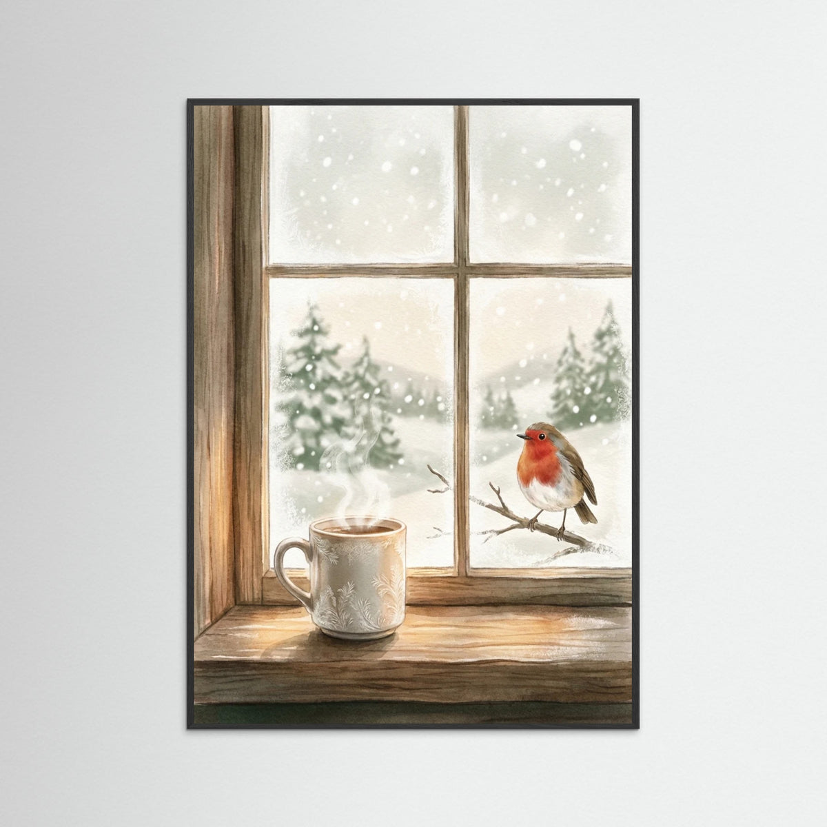 Black Wood Cozy Winter Window