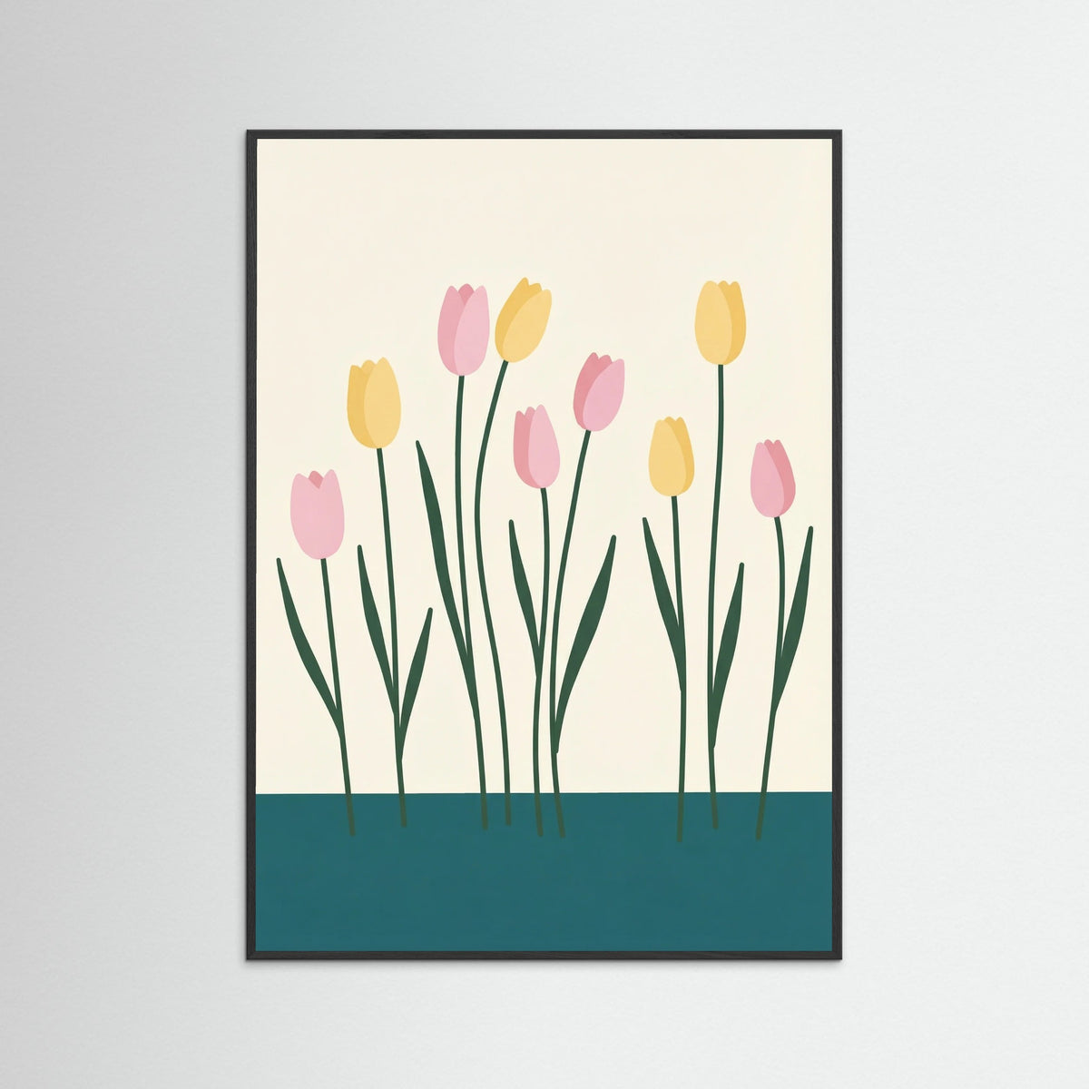 Black Wood Daisies in Blue