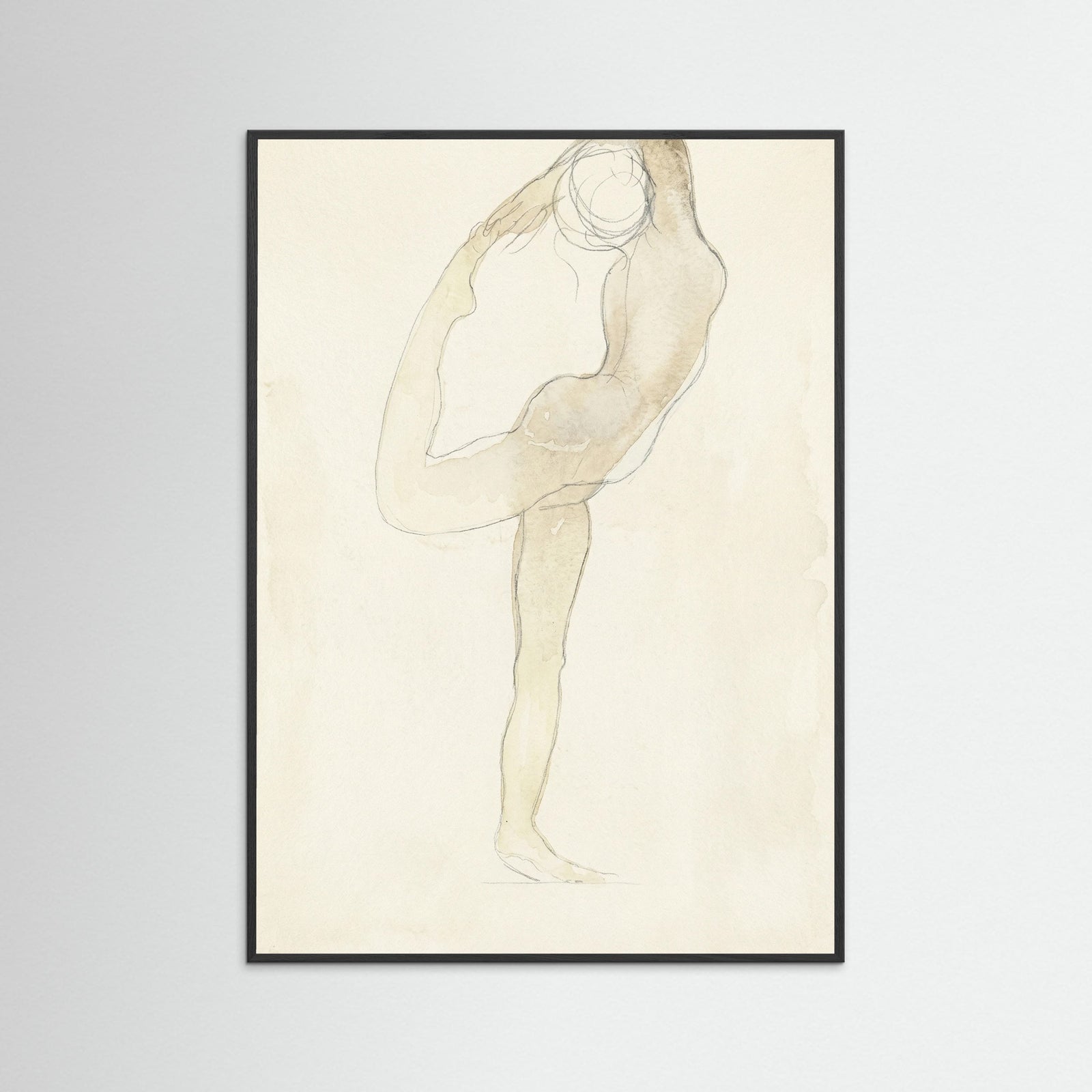 Black Wood Dancing Figure Sketch