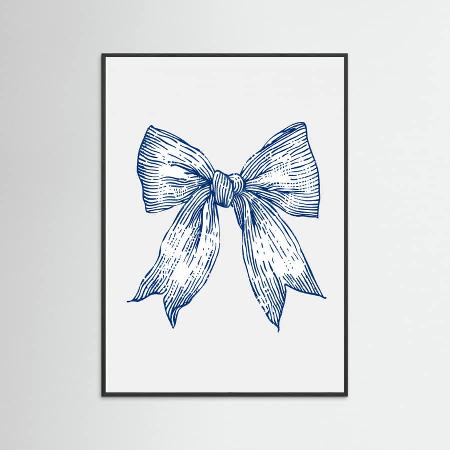 Affiche Dark Blue Coastal Striped Bow – affiche et impression d’art