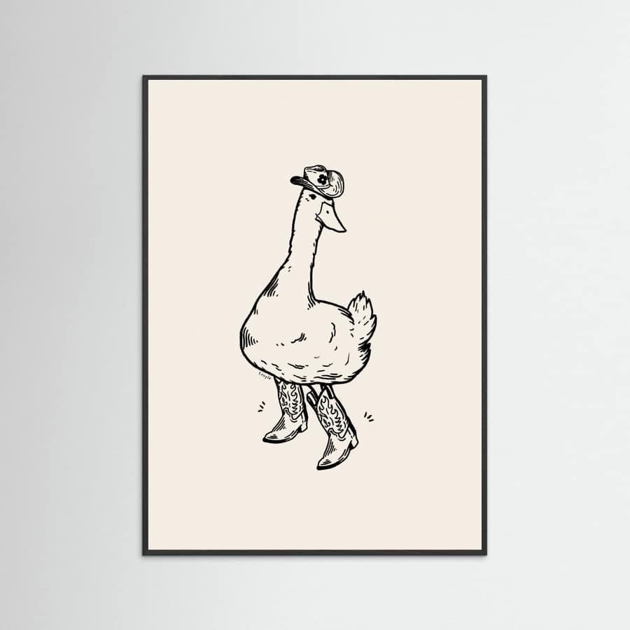 Black Wood Duck wearing Western Boots Poster