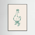 Black Wood Duck wearing Western Boots in green Poster