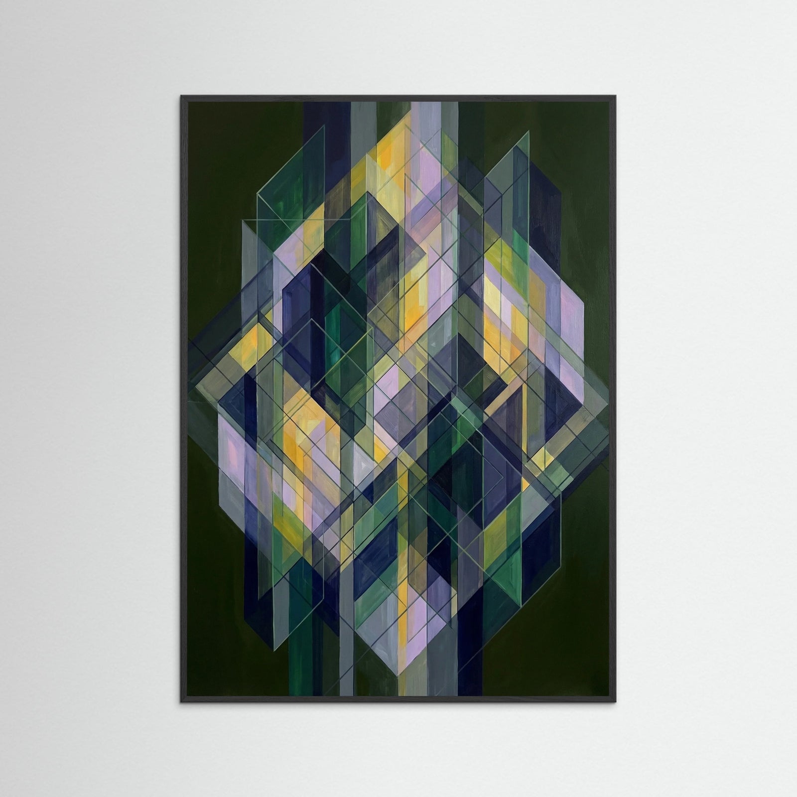 Black Wood Dynamic Geometric Composition