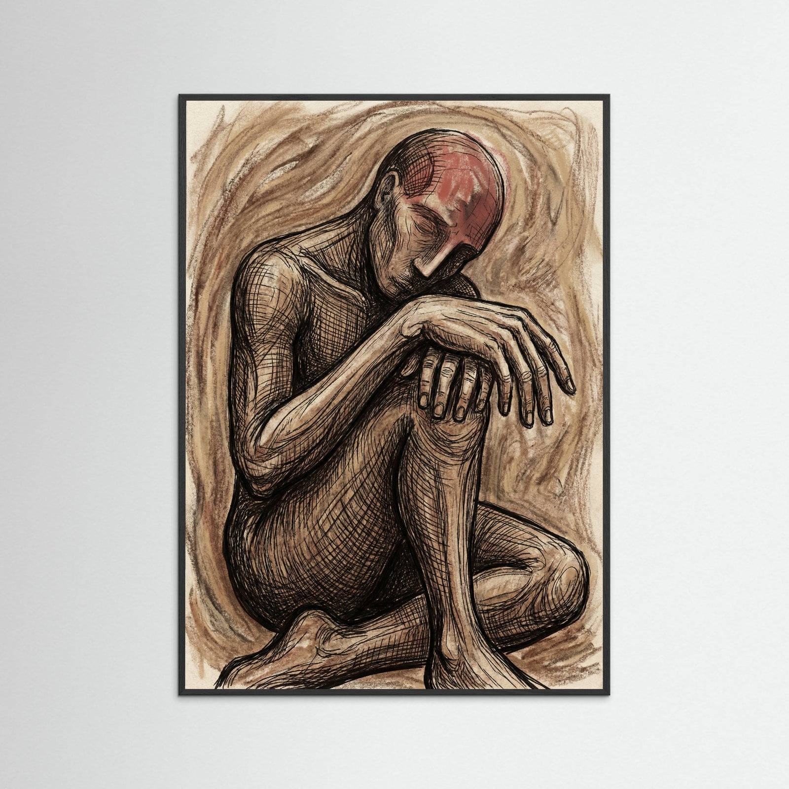 Black Wood Earthen Figure Study