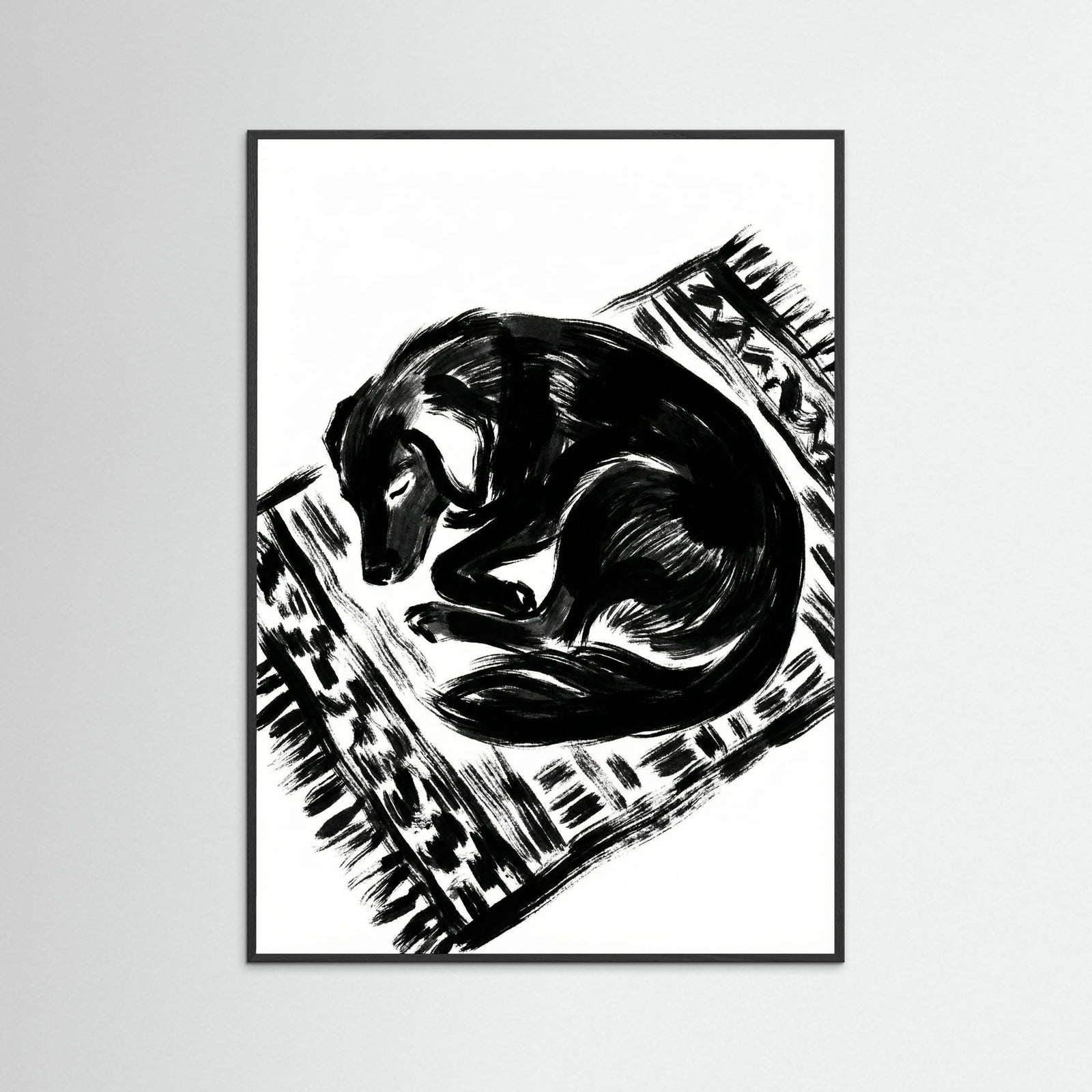 Black Wood Feline Repose Black