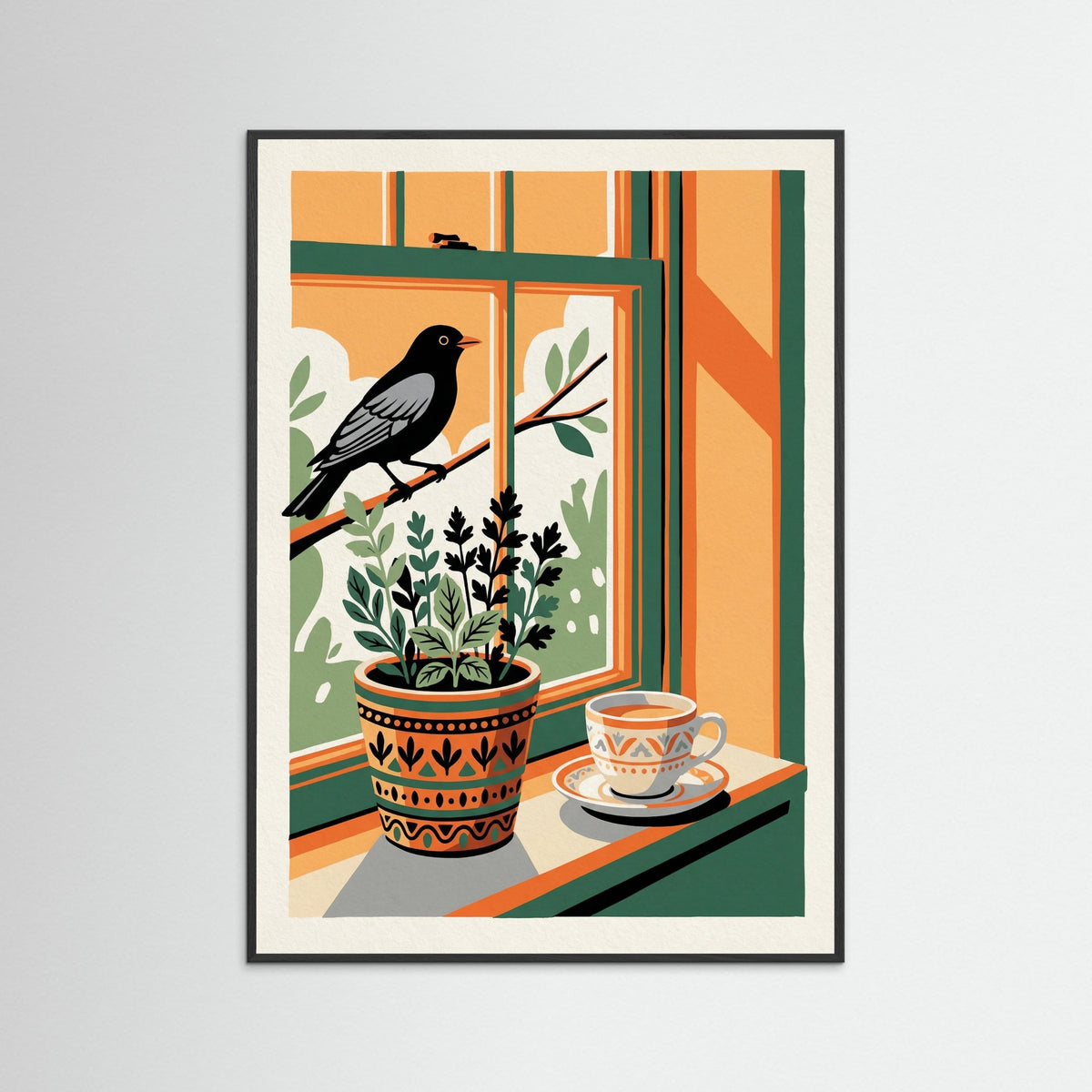 Black Wood Feline Tea Time