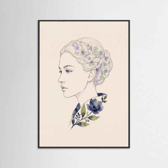 Black Wood Floral Contemplation