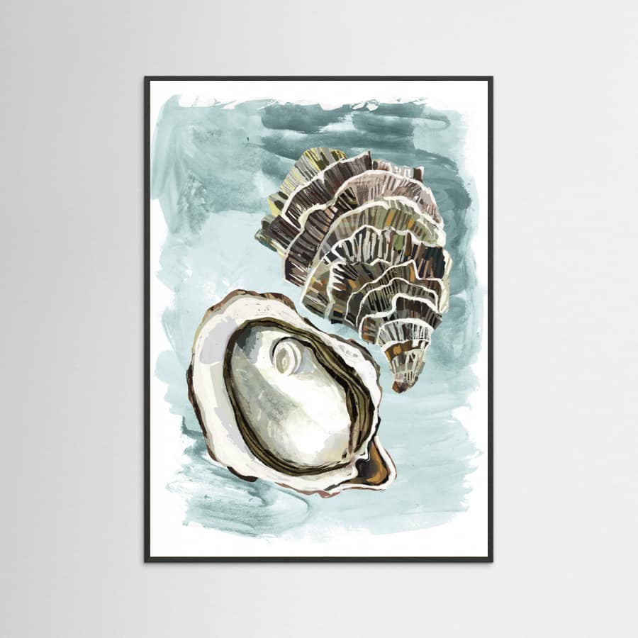 Affiche For the Love of Oysters, foodie art, seafood art, rustic ocean inspired – affiche et impression d’art