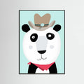 Black Wood Funny Panda with Cowboy Hat by Artist Carla Daly Poster
