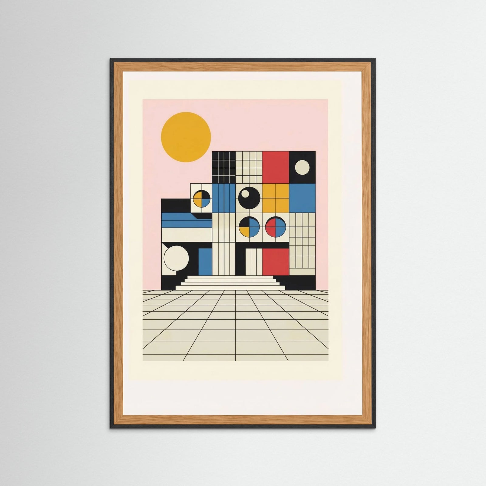 Black Wood Geometric Ascent Beige