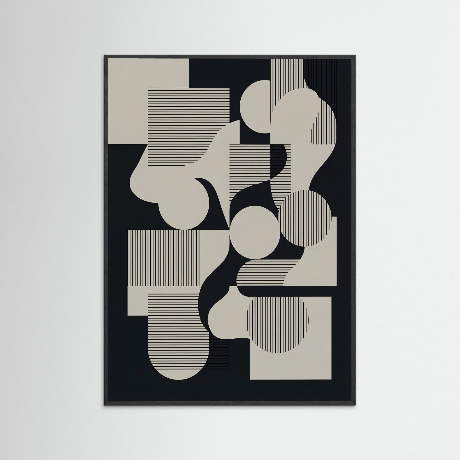 Black Wood Geometric Harmony