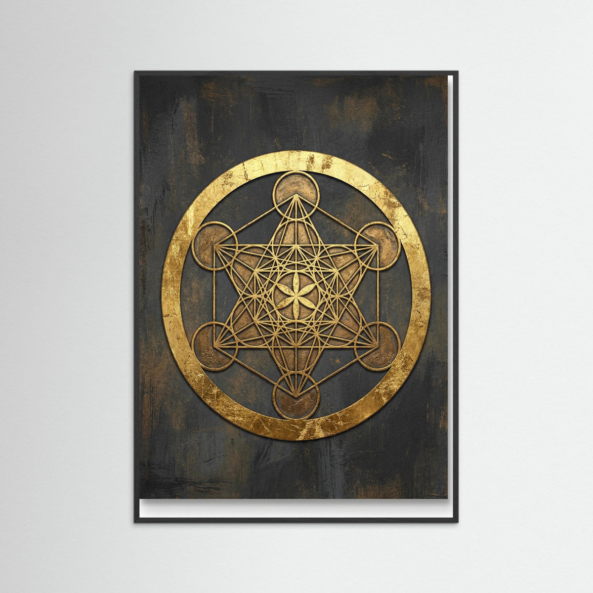 Black Wood Golden Sacred Geometry