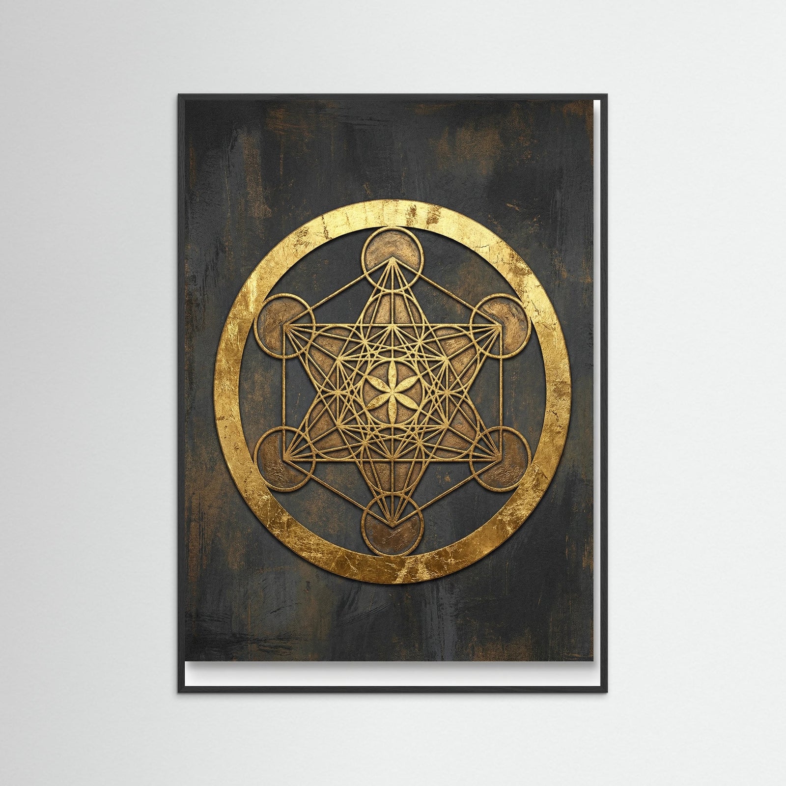 Black Wood Golden Sacred Geometry
