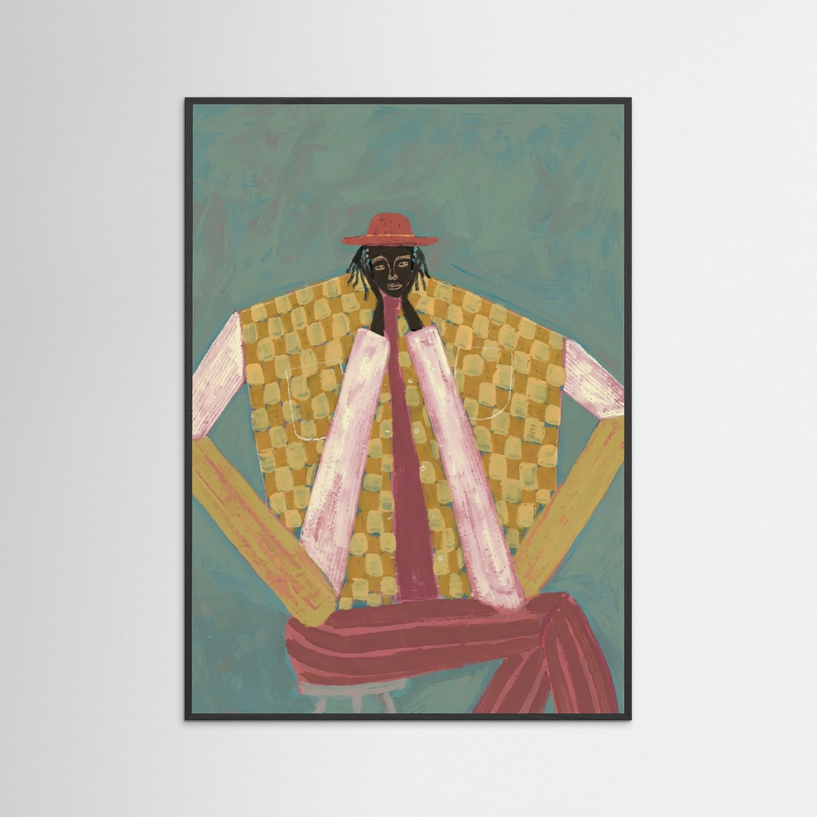 Black Wood Hatted Figure