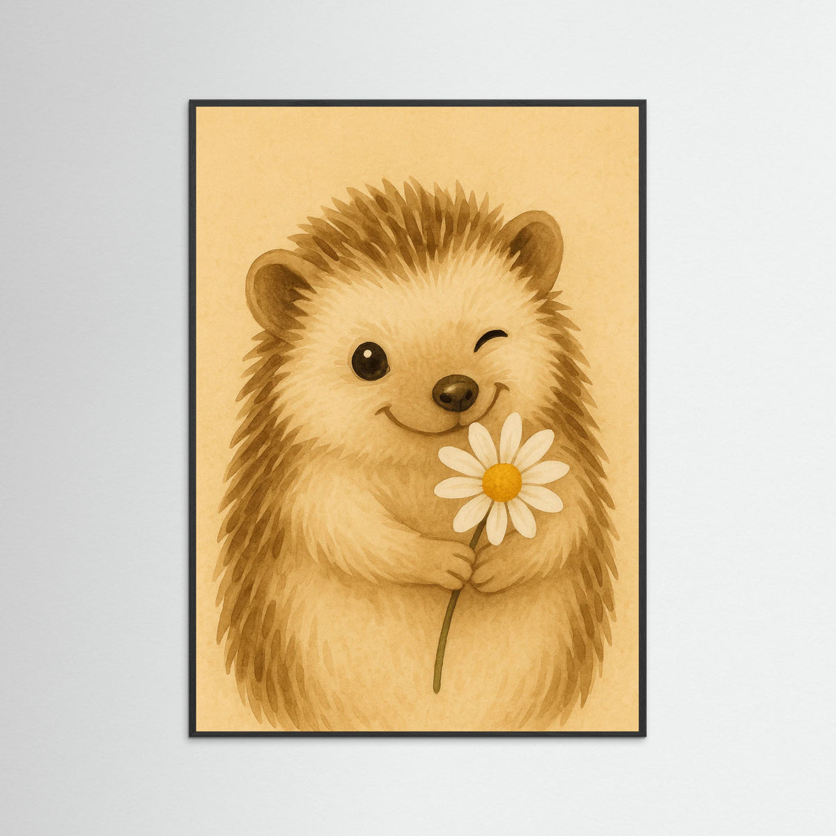 Black Wood Hedgehog With Flower