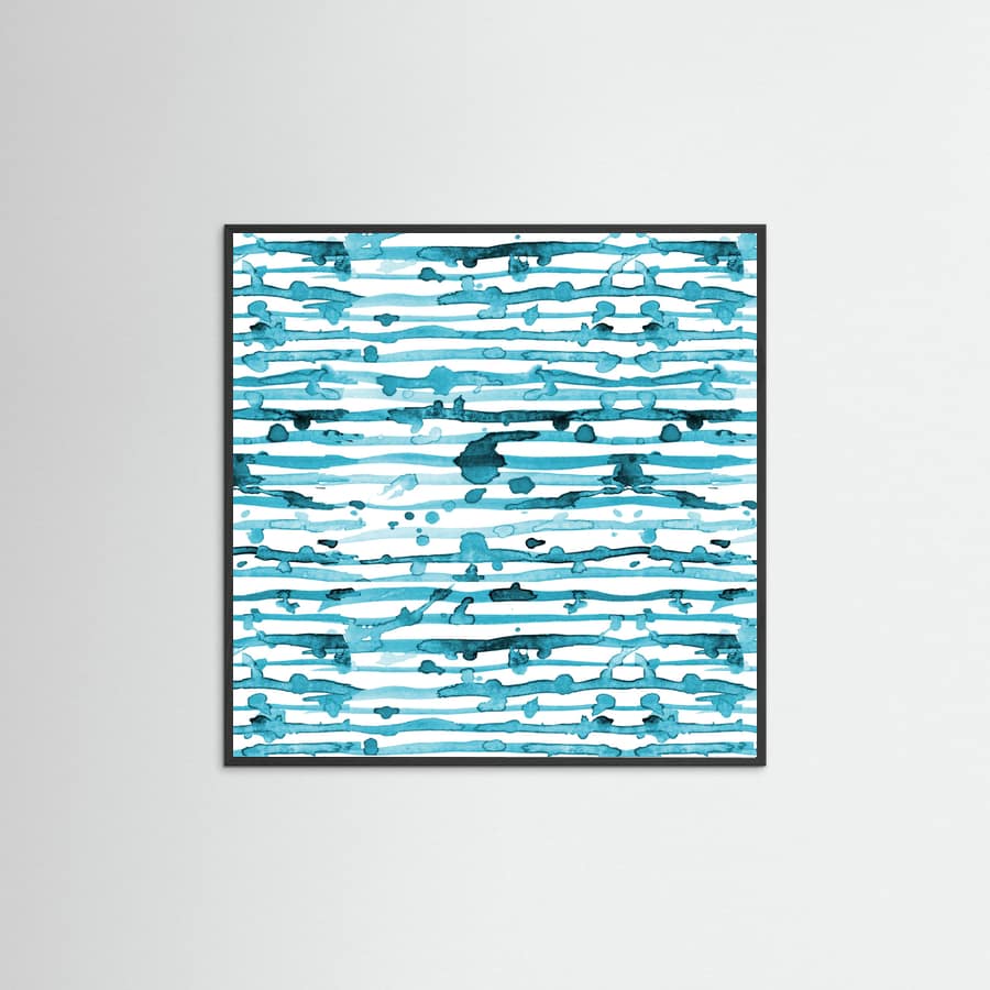 Póster Indigo Teal Line Splatter Watercolor – póster e impresión artística