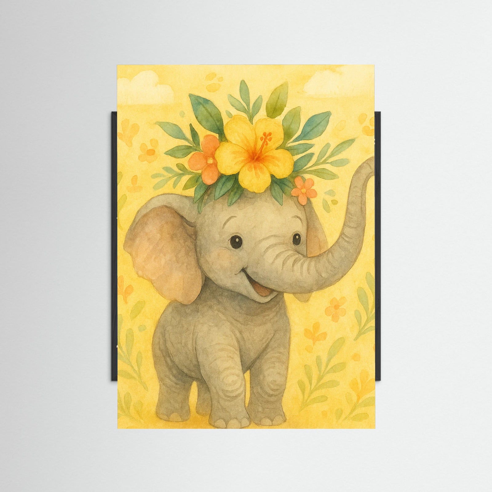 Black Wood Joyful Elephant